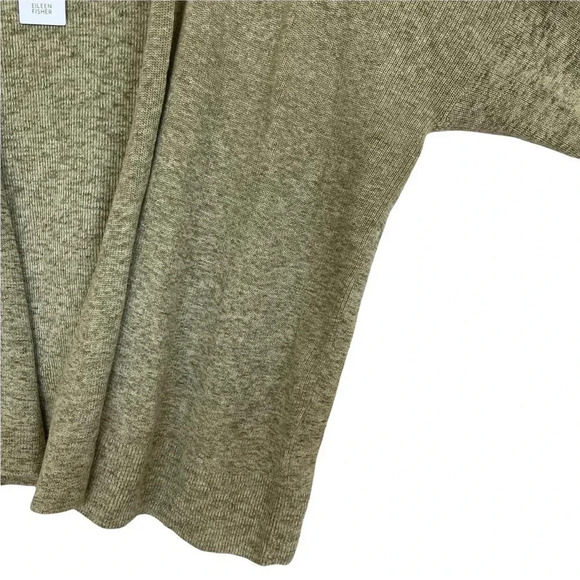 New Eileen Fisher Organic cotton Medley Olive green simple cardigan Medium - Picture 4 of 6